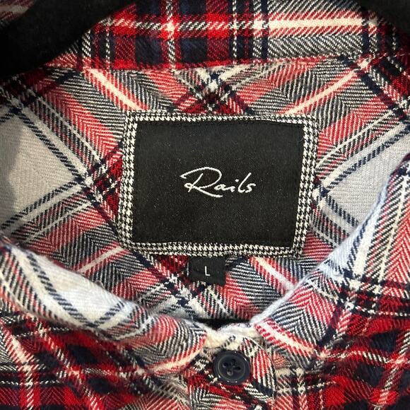 RAILS REVOLVE Hunter Long Sleeve Button Up Plaid Shirt in Merlot Navy Gold L - Picture 5 of 6
